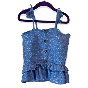 Girls Size Medium 7/8 BCBG Girls Boho Chic Blue Floral Tank Top/Shirt/Blouse - Picture 1 of 4