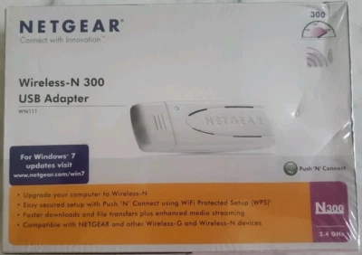 NETGEAR Wireless-N300 USB WiFi Adapter Model WN111 2.4 GHz NEW - Image 1 of 4