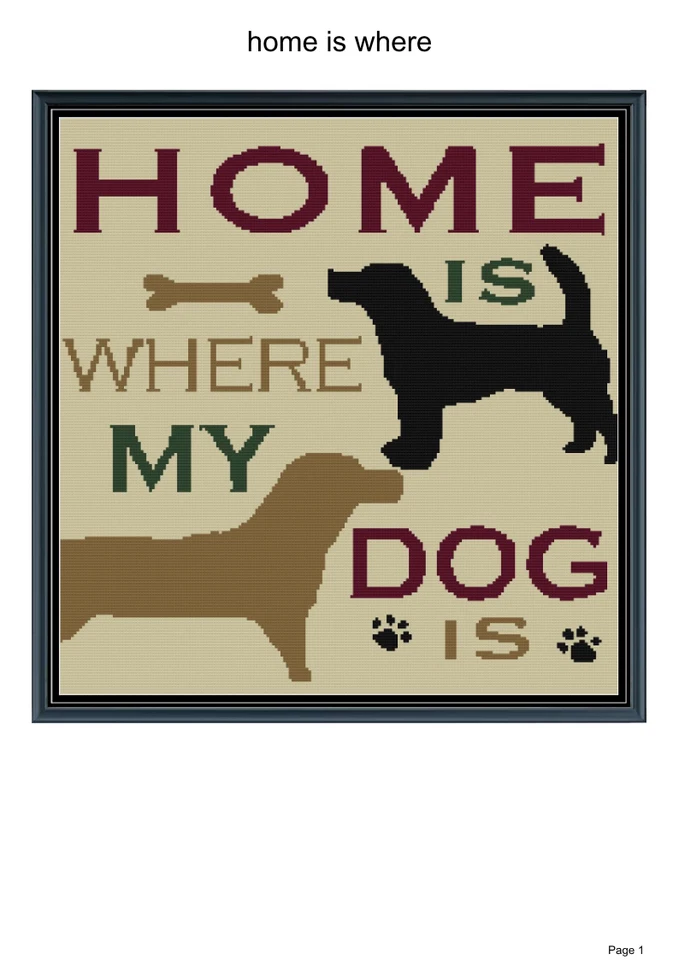 Home is where my dog is crochet blanket pattern,50x60", written and graph - Image 1 of 1