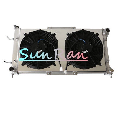 Radiador de aluminio de 3 filas + ventilador de 12" para Subaru Legacy 1995-1999 96 97 98 2,2 L 2,5 L H4 Foto 1 de 4
