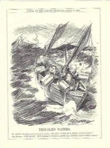 Vintage Advertisment for 1922 - Cartoon Troubled Waters - Politicians . - Picture 1 of 1