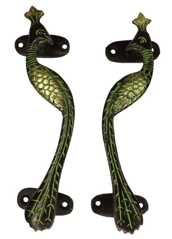 Peacock Shape Victorian Finish Handmade Brass Door Handle Pull Knob Home Décor Cover