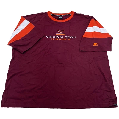Vintage Virginia Tech Hokies Shirt Men 3XL Maroon Tee Starter Y2K Stitched Adult - Image 1 of 4