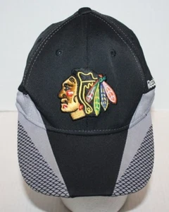 NWOT Reebok NHL Center Ice Black Chicago Blackhawks Baseball Hat Sz S/M FREE Shp - Picture 1 of 6