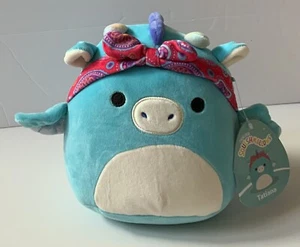 Peluche de peluche Squishmallows 7,5" Tatiana the Teal Dragon con bandana roja - Imagen 1 de 6