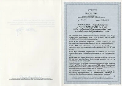 Feldpost, "Vucovar Aufdruck", Nr. 6 + Inselpost Zulassungsmarken auf Briefstück - Bild 1 von 3