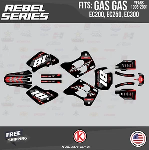Graphics Kit for GasGas EC200 EC250 EC300 (1996-2001) Rebel - RED - Picture 1 of 6