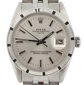 Mens Rolex Date Stainless Steel Watch Engine-Turned Index Bezel Silver Dial 1501 - Picture 1 of 5