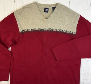 Vintage Gap Sweater Knit Pullover Y2K Nordic Colorblock Retro Men Sz M V-Neck - Picture 1 of 6
