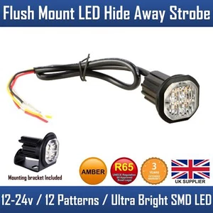 BOTÓN REDONDO BAJO PERFIL EMPOTRADO ÁMBAR LED ESTROBOSCÓPICO LUZ DE ADVERTENCIA DE EMERGENCIA - Imagen 1 de 17