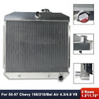 For Chevy 150 210 Bel Air 4.3 4.6 V8 1955-1957 AT MT 3 Rows Aluminum Radiator