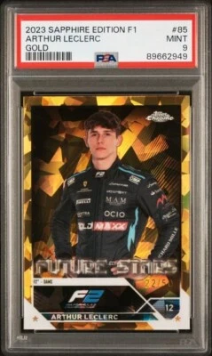 ARTHUR LECLERC * PSA 9 * GOLD /50* 2023 TOPPS SAPPHIRE CHROME F1 FUTURE STARS 85 - Image 1 of 3