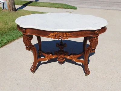 Stunning Walnut Victorian Marble Top Table - Image 1 of 4