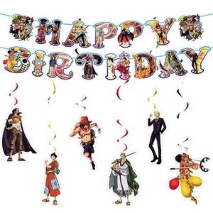 Anime Birthday Decorations Anime Theme Happy Birthday Banner with Hanging Swi... - Picture 1 of 7