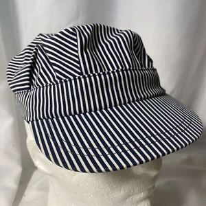 Vintage YOUTH Train Conductor Striped Baseball Hat Cap One Size Adjustable USA - Picture 1 of 3