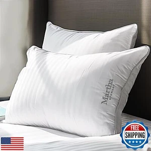 MARTHA STEWART Hotel Collection Pillow 500 Thread Count Damask Stripe Embroid - Picture 1 of 5