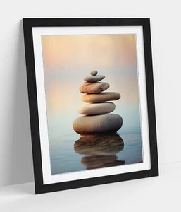 ZEN STONE STACK 2, SPA CALMING ENERGY - ENMARCADO CARTEL DE ARTE DE PARED IMPRESIÓN EN PAPEL - Imagen 1 de 10