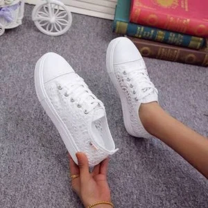 đŸ”¥LADIES WOMENS FLAT CANVAS SNEAKERS PUMPS BEACH PLIMSOLLS SUMMER TRAINERS SIZE@ - Picture 1 of 7