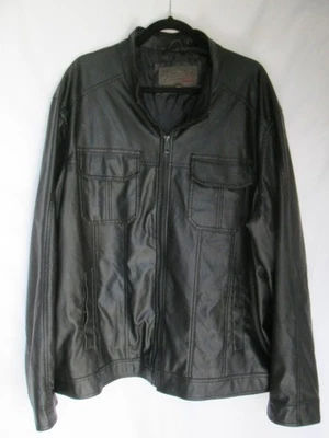EXCELLED Vintage Black Faux Leather Jacket Cafe Racer Full Zip Size XXL - Image 1 of 4