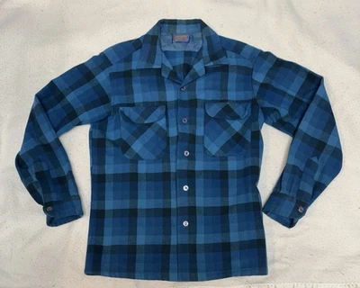 Vintage Pendleton Board Shirt Virgin Wool Blue Surf Plaid Mens Size M- - Image 1 of 4