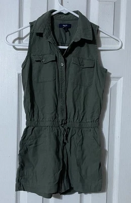 Mameluco Gap Kids Factory niñas mezcla de lino verde medio Foto 1 de 4