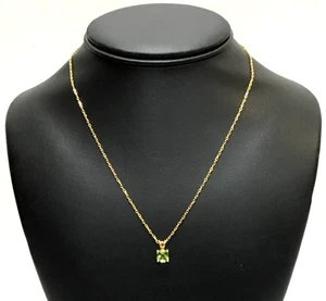 (MA3) Ladies 14k Yellow Gold 4.0 Grams Cushion-Cut Peridot Necklace 24" - Picture 1 of 5