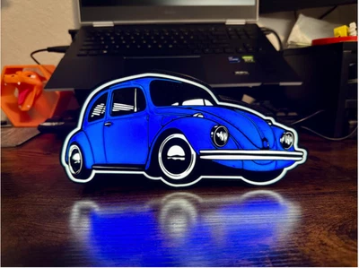 Жук 3D напечатанный светодиодный лайтбокс • VW жук стиль вентилятор искусства • светодиодная лампа в комплекте - Изображение 1 из 2