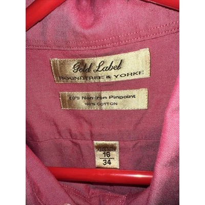 Mens Gold Label Wrinkle Free Long Sleeve Button Down Dress Shirt Sz 16 - Image 1 of 3