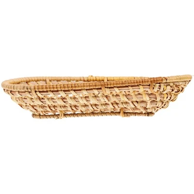  Woven Storage Basket Tray Autumn Rattan Handmade Knitting Plate-basket - Image 1 of 4
