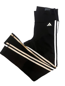Adidas Train Essentials 3 Stripes Leggings Black High Waist M Women’s Tight Fit - Picture 1 of 11