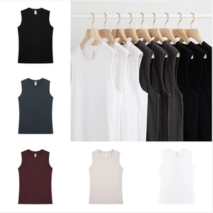 Einfarbiges ärmelloses T-Shirt für Männer Sport Fitness Weste reine Baumwolle Sweatshirt - Bild 1 von 17