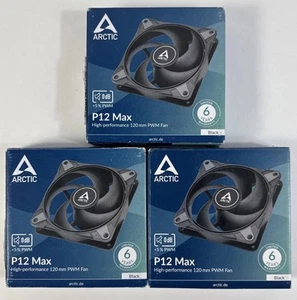 3x ARCTIC P12 Max (black) High-Performance 120 mm Gehäuse Lüfter PWM 0db Fan NEU - Bild 1 von 5