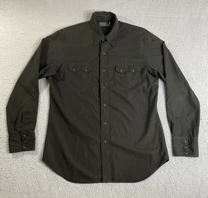 VTG Polo Ralph Lauren Pearl Snap Western Button Up Shirt Mens M Long Sleeve - Picture 1 of 20