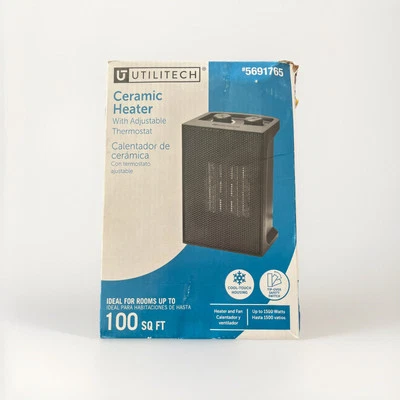 Compact Electric Ceramic Space Heater with Adjustable Thermostat, Utilitech - Image 1 of 2