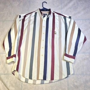 Camicia Chaps Ralph Lauren uomo grande a righe stemma bottoni tasca abito casual - Foto 1 di 10