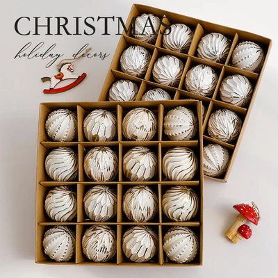 Christmas Ball Decor Set With Vintage Finish For Holiday Tree Ornaments - Image 1 of 4