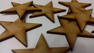 Pack of 50 Laser Cut 2 3 4mm Thick MDF Wooden Pointed Stars Various Sizes Choose - Picture 1 of 3