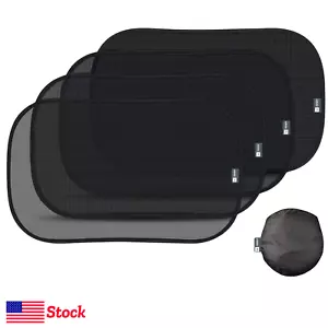 Car Window Shade XL 4-Pack - UPF 50+ UV Protection, Static Cling, 21”x14, Black - Picture 1 of 4