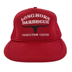 Sombrero de camionero vintage Longhorn centro de producción de barbacoa ajustable Snapback rojo - Imagen 1 de 12