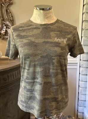Lucky Brand COZY CAMO CREW Vintage Wash TEE Camouflage  T-Shirt  M Medium - Image 1 of 4