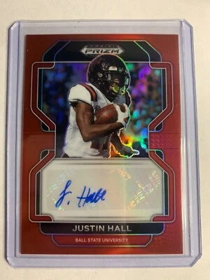 2023 Panini Prizm Draft Picks Red Prizm #D /199 Justin Hall #RA-JHA Auto - Image 1 of 2