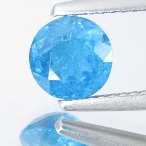 1.20Cts Stunning Neon Blue Natural Apatite 6.7mm Round Cut Loose Brazil Gemstone - Picture 1 of 3