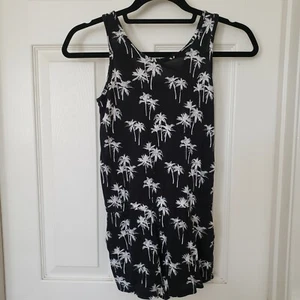 H&M Girl's Romper Size 10-11Y Black White Palm Tree - Picture 1 of 8