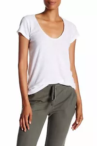 $ 95 NEU MIT ETIKETT JAMES PERSE Gr. 3 (L) HIGH GAUGE TIEFE FLÜGELÄRMEL JERSEY T-SHIRT WEISS - Bild 1 von 3