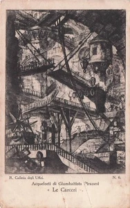 24-16C) CARTOLINA ACQUEFORTI DI GIAMBATTISTA PIRANESI LE CARCERI FIRENZE UFFIZI - Picture 1 of 2