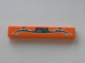 LEGO Orange Tile 1x6 Black Silver Pattern Sticker 6636pb109 Set 8162 Race Rig  - Picture 1 of 1