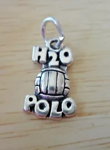 Plata de ley 19x12 mm dice H2O Polo Waterpolo bola encanto - Imagen 1 de 2