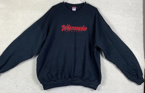 Wisconsin Badgers 2XL Pullover Black NCAA Adult Size 2XL Crewneck Sweatshirt Cover