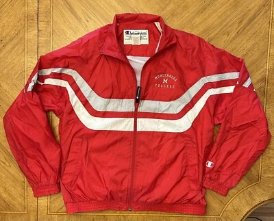 Chaqueta cortavientos vintage Muhlenberg College Champion talla XL roja cremallera completa años 90 Foto 1 de 4