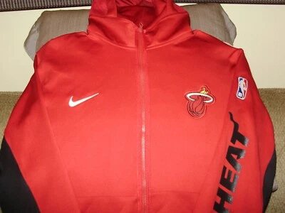 NBA Miami Heat NIKE Dri Fit Showtime Cardinal Full Zip Hoodie Jacket Men's XL - Image 1 of 4